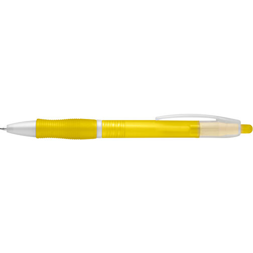 SLIM. Rutschfester Kugelschreiber Mit Clip , gelb, Kunststoff, , Bild 3