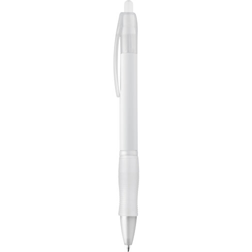 SLIM. Rutschfester Kugelschreiber Mit Clip , weiß, Kunststoff, , Bild 1