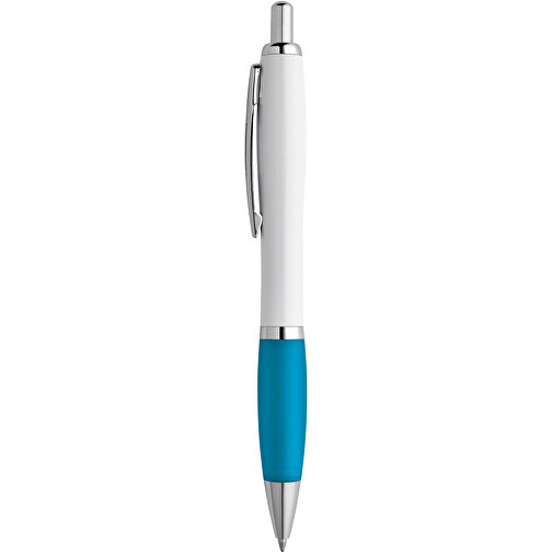 MOVE BK. Kugelschreiber Mit Clip Und Metall Applikationen , hellblau, Kunststoff, , Bild 1
