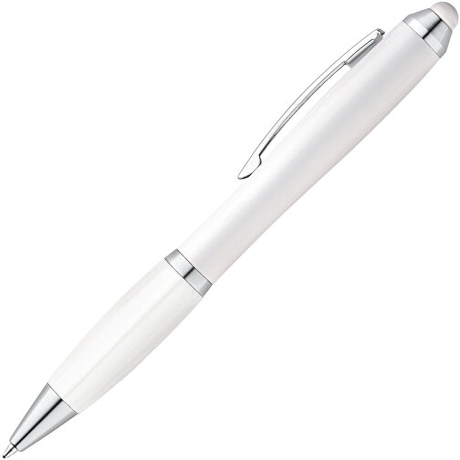 SANS BK. Kugelschreiber Mit Clip Aus Metall , weiß, Kunststoff, 13,50cm (Länge), Bild 2