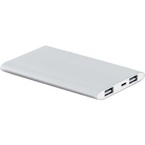 NOBEL. Powerbank Mit 7´200 MAh , satinsilber, Aluminium, , Bild 1