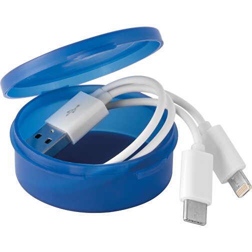 EMMY. USB-Kabel Mit 3-in-1-Stecker Aus ABS Und PVC , königsblau, ABS und PVC, , Bild 1