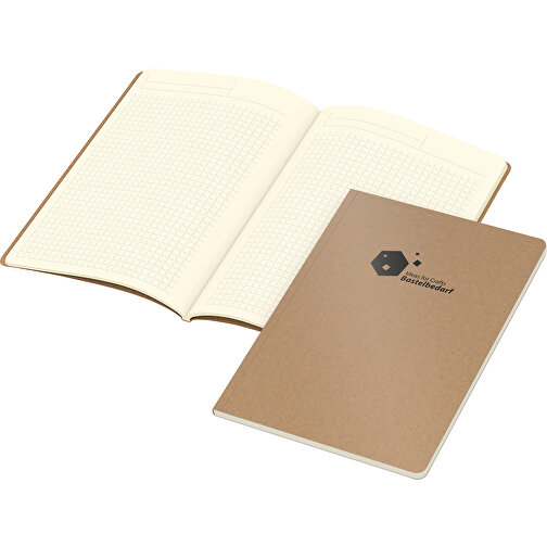 Notizbuch Copy-Book Creme Bestseller A5, Braun , braun, Cremefarbenes Schreibpapier 90 g/m², 21,00cm x 14,80cm (Länge x Breite), Bild 1