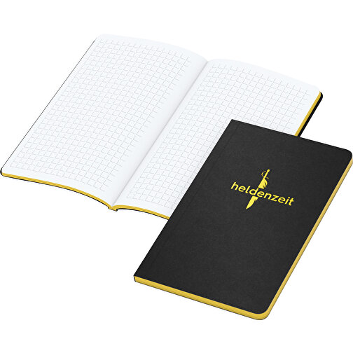Notizbuch Tablet-Book Slim Bestseller Pocket, Gelb , schwarz, gelb, Hochweisses Schreibpapier 80 g/m², 15,20cm x 9,40cm (Länge x Breite), Bild 1