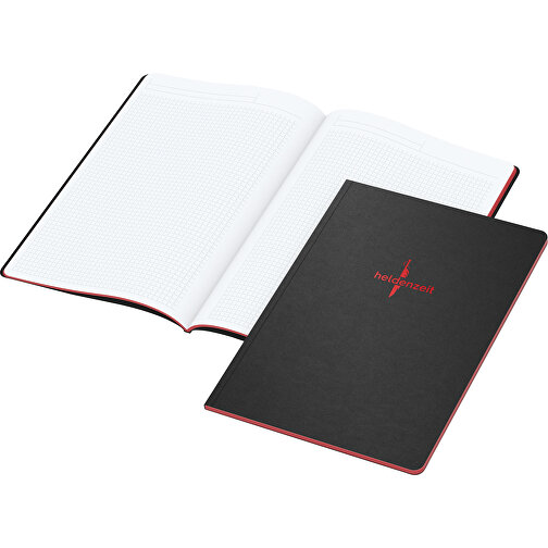 Notizbuch Tablet-Book Slim Bestseller A4, Rot , schwarz, rot, Hochweißes Schreibpapier 90 g/m², 29,70cm x 21,00cm (Länge x Breite), Bild 1