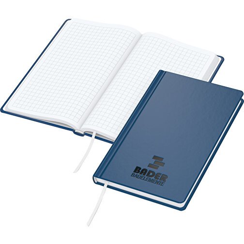 Notizbuch Easy-Book Basic Bestseller Pocket, Dunkelblau, Prägung Schwarz-glänzend , dunkelblau, schwarz, Hochweisses Schreibpapier 80g/m2, 15,20cm x 9,40cm (Länge x Breite), Bild 1