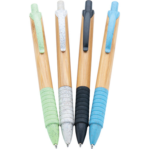 Bambus & Weizenstroh Stift, Blau , blau, Bambus, 14,20cm (Höhe), Bild 5