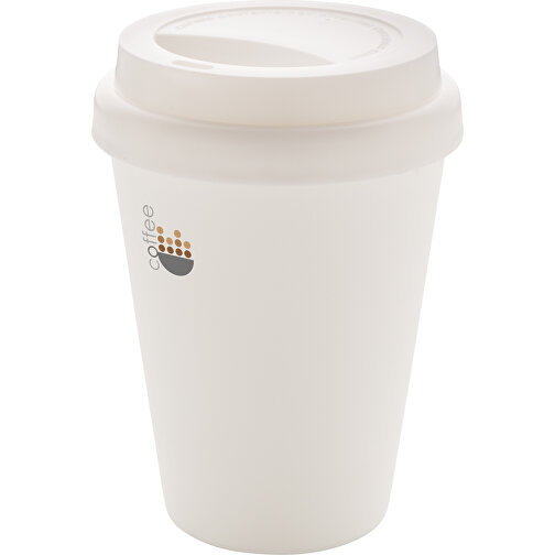 Wiederverwendbarer Doppelwandiger Kaffeebecher 300ml, Weiß , weiß, PP, 12,80cm (Höhe), Bild 4
