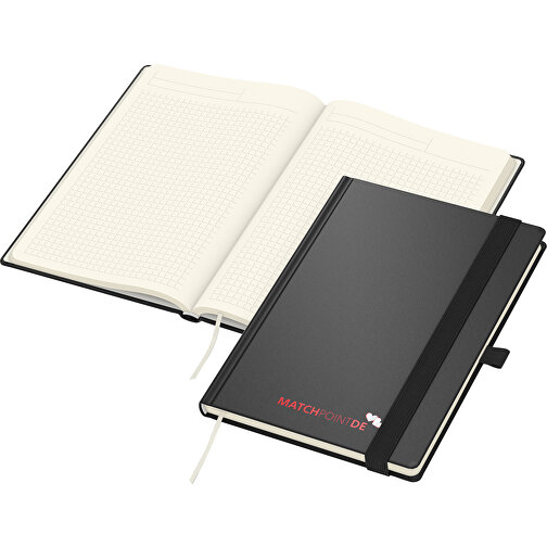 Notebook Vision-Book Cream A5 Bestseller, svart, silkscreen digital, Bild 1