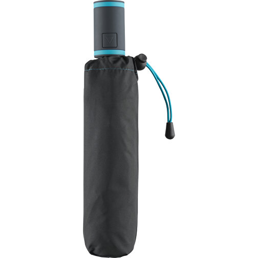 Taschenschirm FARE® AC Mini Style , Fare, schwarz-petrol, 100% Polyester-Pongee (recycelt & waterSAVE®), , Bild 1
