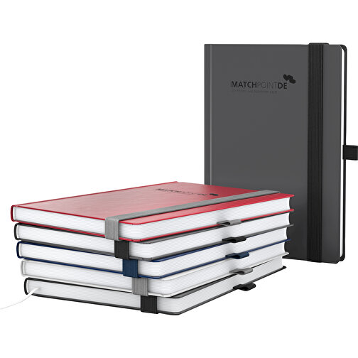 Notizbuch Vision-Book White Bestseller A5, Rot Inkl. Prägung Schwarz-glänzend , rot, schwarz, Hochweisses Schreibpapier 90 g/m², 21,00cm x 14,80cm (Länge x Breite), Bild 2