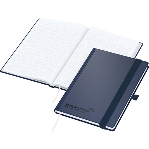Cahier Vision-Book Blanc A5 Bestseller, bleu, gaufrage noir brillant, Image 1