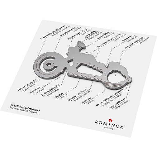 ROMINOX® Key Tool Motorbike / Motorrad (21 Funktionen) (Einzelhandel) , Edelstahl, 7,00cm x 0,23cm x 3,20cm (Länge x Höhe x Breite), Bild 3