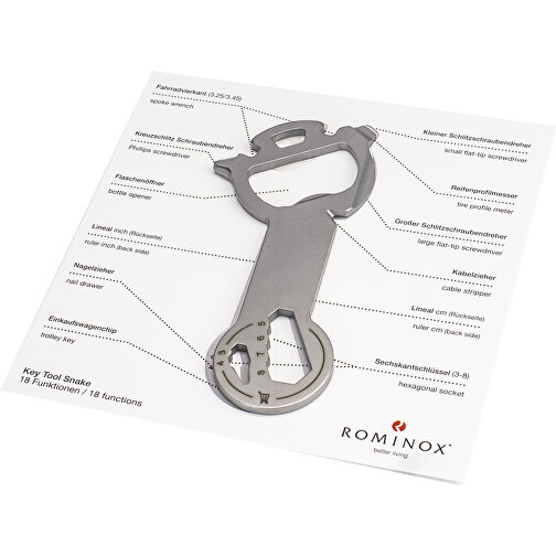 ROMINOX® Key Tool Snake (18 Funktionen) (Einzelhandel) , Edelstahl, 7,00cm x 0,23cm x 3,20cm (Länge x Höhe x Breite), Bild 3