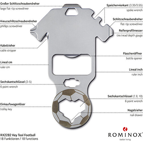 ROMINOX® Key Tool // Football - 18 Funktionen (Fußball) , Edelstahl, 7,20cm x 0,20cm x 4,80cm (Länge x Höhe x Breite), Bild 8