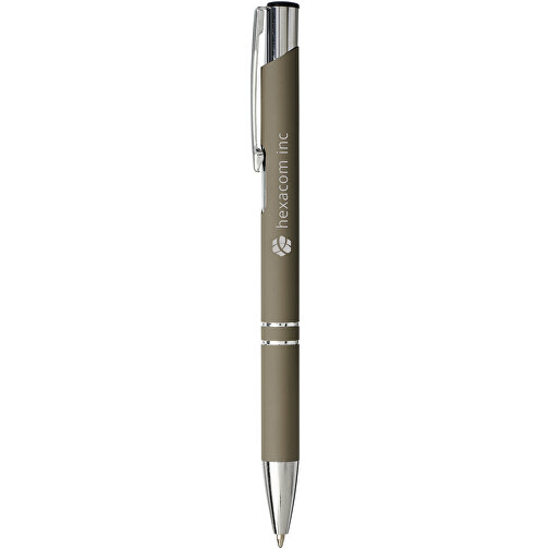 Moneta Soft Touch Druckkugelschreiber , dunkelgrau, Aluminium, 13,50cm (Länge), Bild 2
