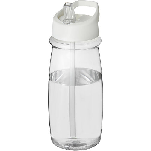 H2O Active® Pulse 600 Ml Sportflasche Mit Ausgussdeckel , transparent / weiß, PET Kunststoff, 72% PP Kunststoff, 17% SAN Kunststoff, 11% PE Kunststoff, 19,90cm (Höhe), Bild 1