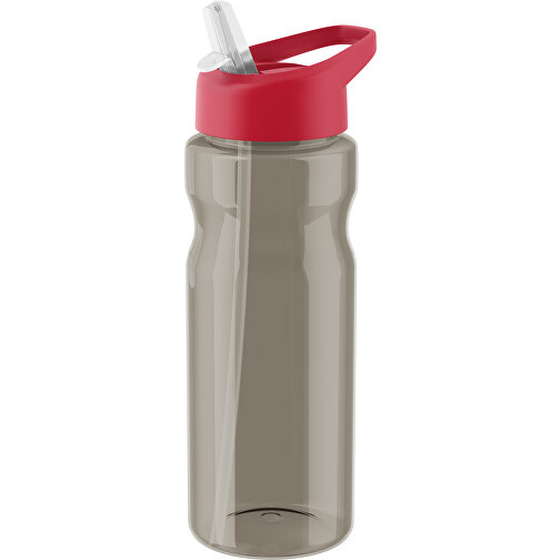 H2O Active® Eco Base 650 Ml Sportflasche Mit Ausgussdeckel , kohle transparent / rot, PCR Kunststoff, 72% PP Kunststoff, 17% SAN Kunststoff, 11% PE Kunststoff, 22,40cm (Höhe), Bild 1