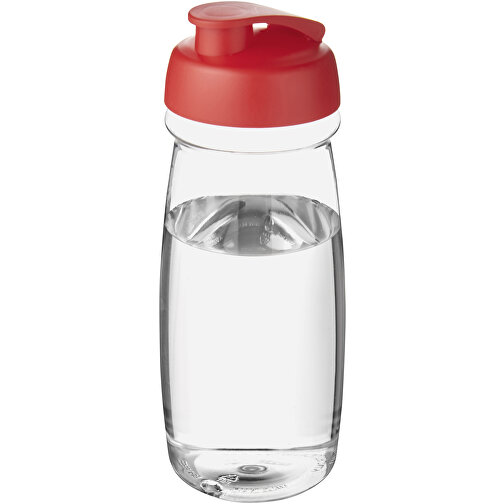 H2O Active® Pulse 600 Ml Sportflasche Mit Klappdeckel , transparent / rot, PET Kunststoff, PP Kunststoff, 20,30cm (Höhe), Bild 1