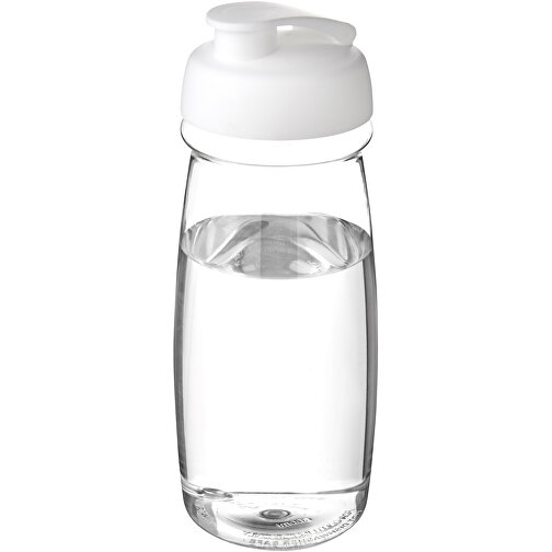 H2O Active® Pulse 600 Ml Sportflasche Mit Klappdeckel , transparent / weiß, PET Kunststoff, PP Kunststoff, 20,30cm (Höhe), Bild 1
