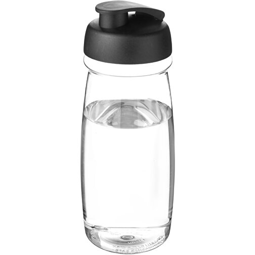 H2O Active® Pulse 600 Ml Sportflasche Mit Klappdeckel , transparent / schwarz, PET Kunststoff, PP Kunststoff, 20,30cm (Höhe), Bild 1