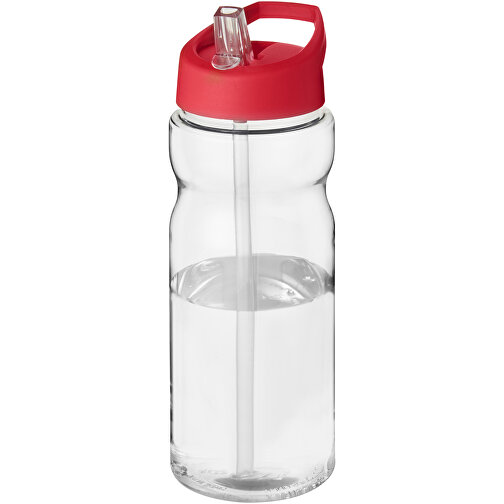 H2O Active® Base 650 Ml Sportflasche Mit Ausgussdeckel , transparent / rot, PET Kunststoff, 72% PP Kunststoff, 17% SAN Kunststoff, 11% PE Kunststoff, 21,80cm (Höhe), Bild 1