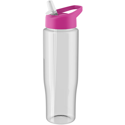 H2O Active® Tempo 700 Ml Sportflasche Mit Ausgussdeckel , transparent / rosa, PET Kunststoff, 72% PP Kunststoff, 17% SAN Kunststoff, 11% PE Kunststoff, 23,90cm (Höhe), Bild 1