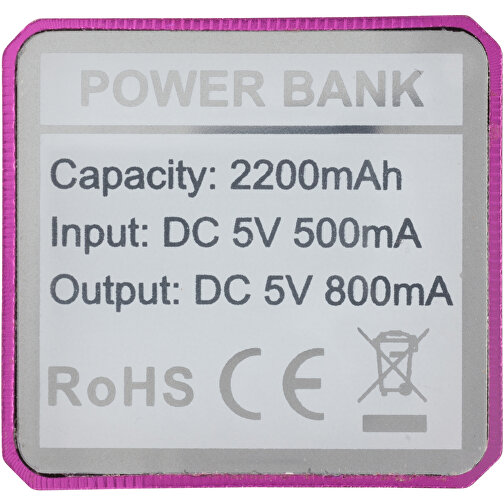 Powerbank WS101B 2200/2600 MAh , rosa, Aluminium, 9,40cm x 2,20cm x 2,10cm (Länge x Höhe x Breite), Bild 5