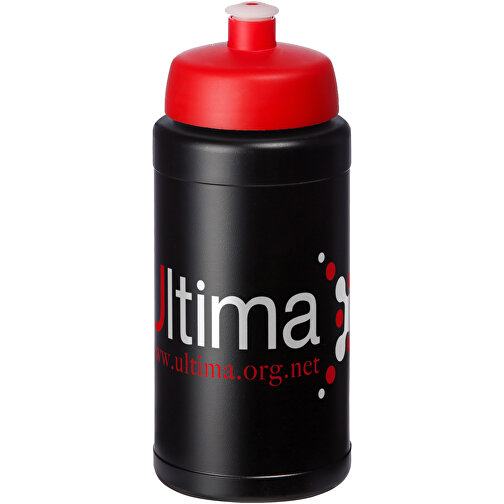 Baseline® Plus 500 Ml Flasche Mit Sportdeckel , schwarz / rot, HDPE Kunststoff, PP Kunststoff, 18,50cm (Höhe), Bild 2