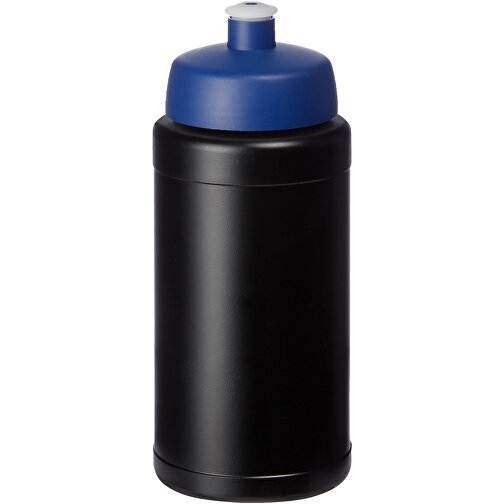 Baseline® Plus 500 Ml Flasche Mit Sportdeckel , schwarz / blau, HDPE Kunststoff, PP Kunststoff, 18,50cm (Höhe), Bild 1