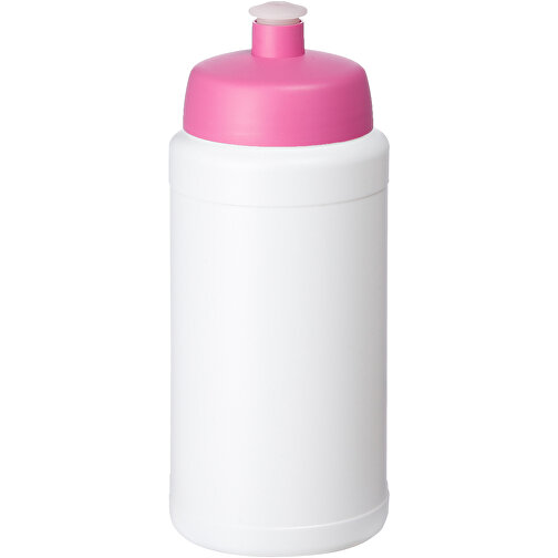 Baseline® Plus 500 Ml Flasche Mit Sportdeckel , weiß / rosa, HDPE Kunststoff, PP Kunststoff, 18,50cm (Höhe), Bild 1
