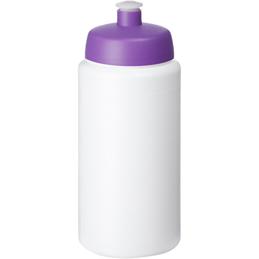 Baseline® Plus Grip 500 Ml Sportflasche Mit Sportdeckel , weiß / lila, HDPE Kunststoff, PP Kunststoff, 18,50cm (Höhe), Bild 1