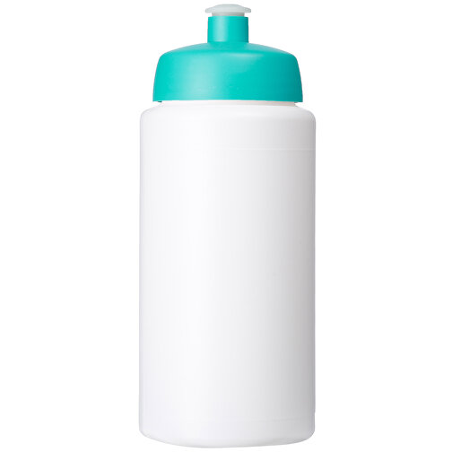 Baseline® Plus Grip 500 Ml Sportflasche Mit Sportdeckel , weiß / aquablau, HDPE Kunststoff, PP Kunststoff, 18,50cm (Höhe), Bild 4