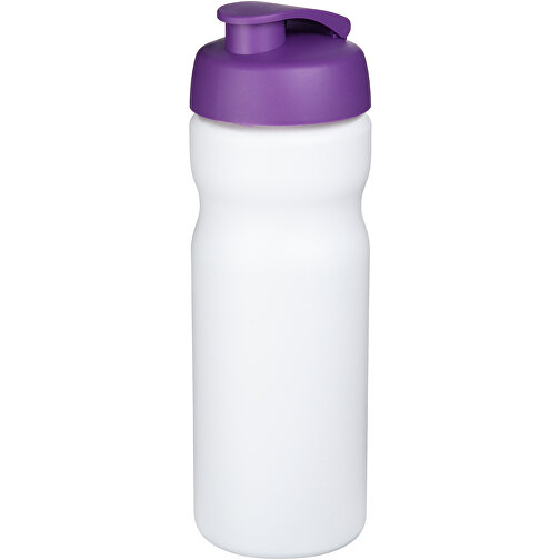 Baseline® Plus 650 Ml Sportflasche Mit Klappdeckel , weiß / lila, HDPE Kunststoff, PP Kunststoff, 22,30cm (Höhe), Bild 1