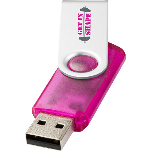 Rotate Transculent USB-Stick , rosa MB , 1 GB , Kunststoff, Aluminium MB , 5,80cm x 1,90cm x 1,00cm (Länge x Höhe x Breite), Bild 2