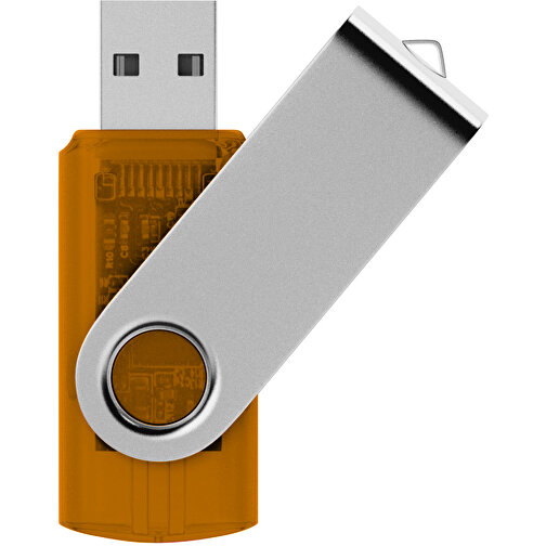 Rotate Transculent USB-Stick , orange MB , 1 GB , Kunststoff, Aluminium MB , 5,80cm x 1,90cm x 1,00cm (Länge x Höhe x Breite), Bild 1