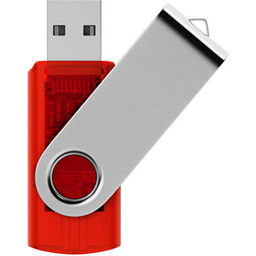 Rotate Transculent USB-Stick , rot MB , 8 GB , Kunststoff, Aluminium MB , 5,80cm x 1,90cm x 1,00cm (Länge x Höhe x Breite), Bild 1
