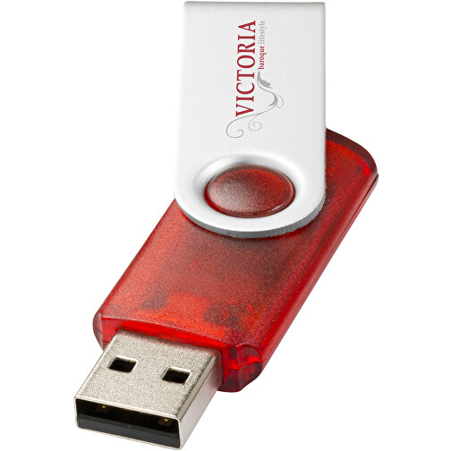 Rotate Transculent USB-Stick , rot MB , 8 GB , Kunststoff, Aluminium MB , 5,80cm x 1,90cm x 1,00cm (Länge x Höhe x Breite), Bild 2