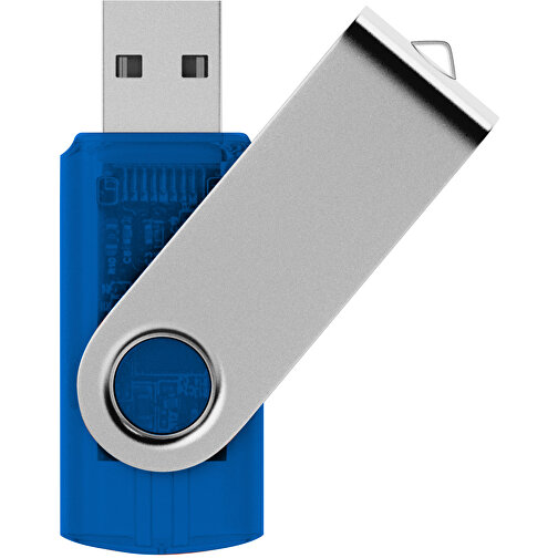 Rotate Transculent USB-Stick , blau MB , 2 GB , Kunststoff, Aluminium MB , 5,80cm x 1,90cm x 1,00cm (Länge x Höhe x Breite), Bild 1