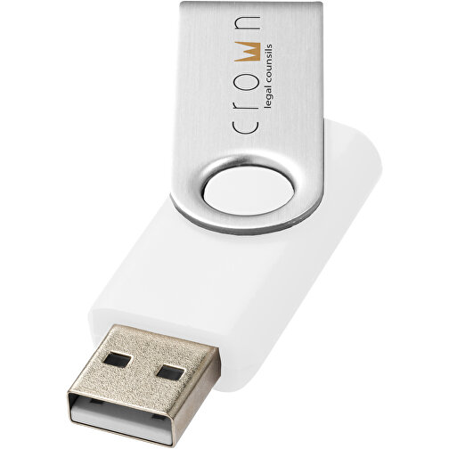Rotate USB-Stick , weiss MB , 1 GB , Kunststoff, Aluminium MB , 5,80cm x 1,90cm x 1,00cm (Länge x Höhe x Breite), Bild 2