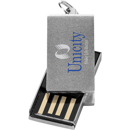 Mini Rotate USB-Stick , silber MB , 32 GB , Aluminium MB , 3,30cm x 1,60cm x 0,60cm (Länge x Höhe x Breite), Bild 2