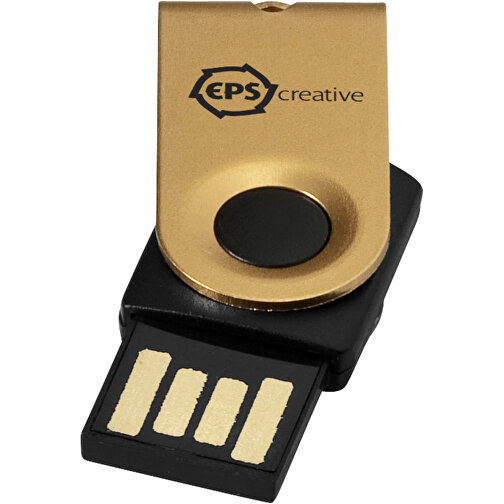 Mini USB-Stick , gold MB , 4 GB , Aluminium MB , 3,20cm x 1,60cm x 1,40cm (Länge x Höhe x Breite), Bild 2