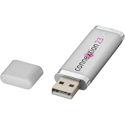 Flat USB-Stick , silber MB , 8 GB , Kunststoff MB , 7,40cm x 2,10cm x 0,70cm (Länge x Höhe x Breite), Bild 2