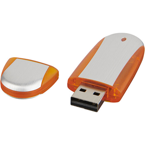 Memo USB-Stick , orange / silber MB , 8 GB , Kunststoff, Aluminium MB , 6,00cm x 2,40cm x 1,20cm (Länge x Höhe x Breite), Bild 1