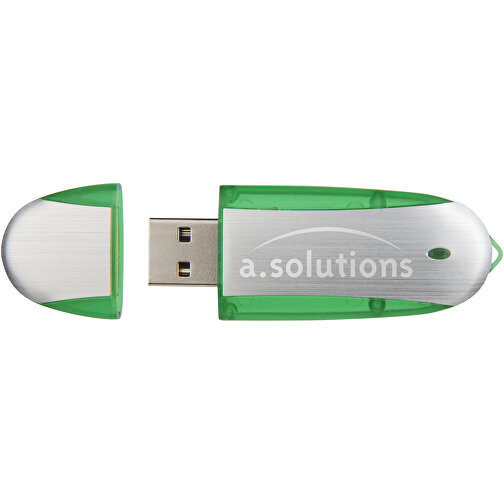 Memo USB-Stick , apfelgrün / silber MB , 16 GB , Kunststoff, Aluminium MB , 6,00cm x 2,40cm x 1,20cm (Länge x Höhe x Breite), Bild 2