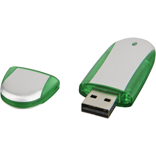 Memo USB-Stick , apfelgrün / silber MB , 4 GB , Kunststoff, Aluminium MB , 6,00cm x 2,40cm x 1,20cm (Länge x Höhe x Breite), Bild 1
