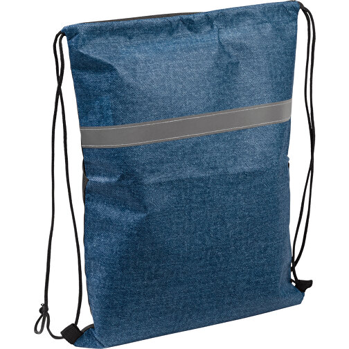 Kordelzugtasche Mit Reflexstreifen 80g/m² , dunkelblau, Non-Woven, 32,50cm x 41,00cm (Länge x Höhe), Bild 1