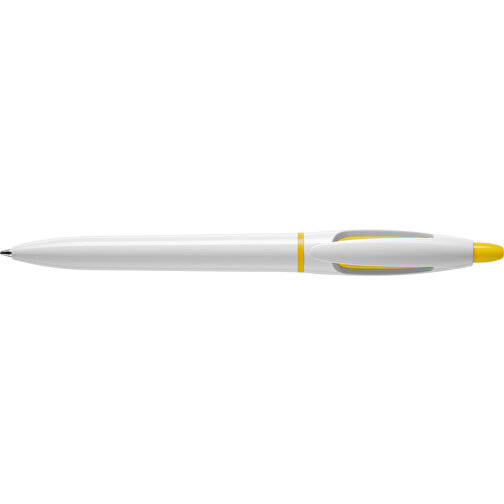Kugelschreiber S! Hardcolour , weiss / gelb, ABS, 13,50cm (Länge), Bild 3