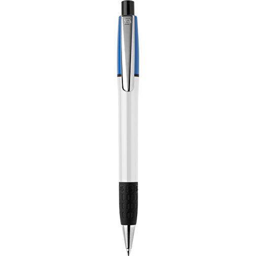 Kugelschreiber Semyr Grip Colour Hardcolour , weiss / hellblau, ABS & Metall, 13,70cm (Länge), Bild 1