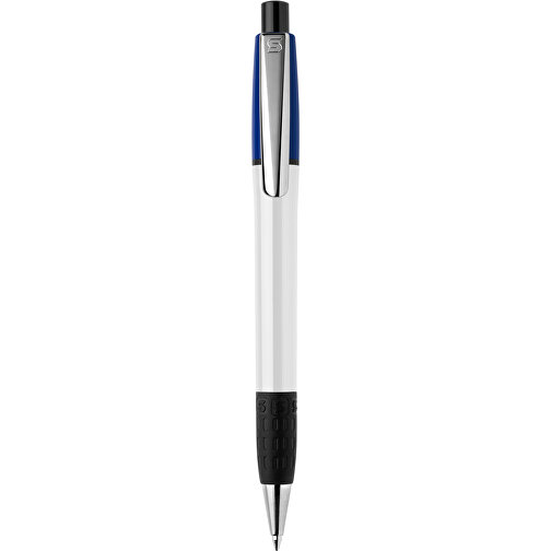 Kugelschreiber Semyr Grip Colour Hardcolour , weiss / dunkelblau, ABS & Metall, 13,70cm (Länge), Bild 1